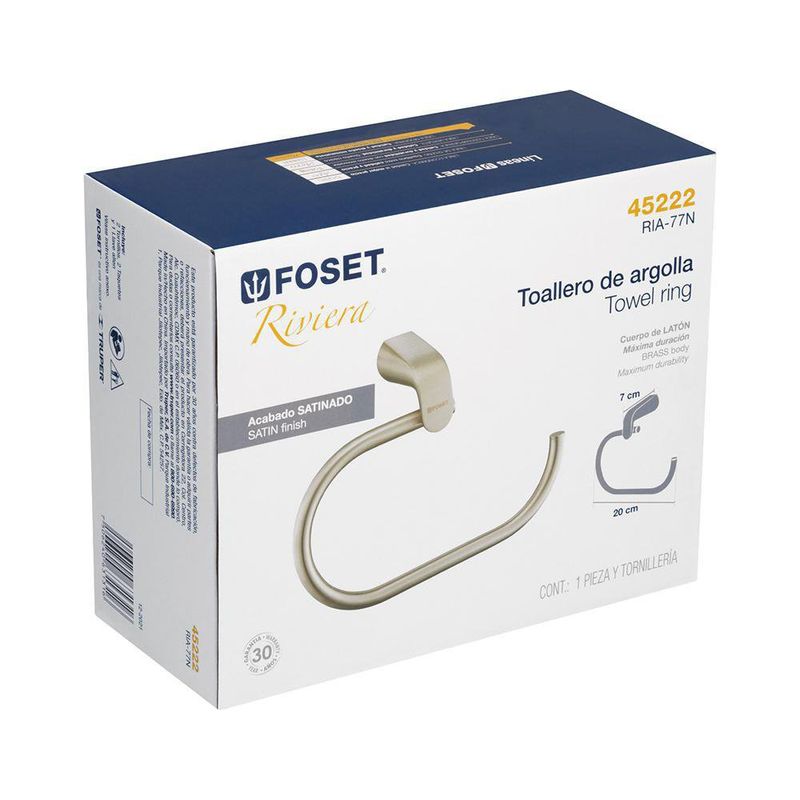 Toallero de Argolla Satinado Riviera - Foset