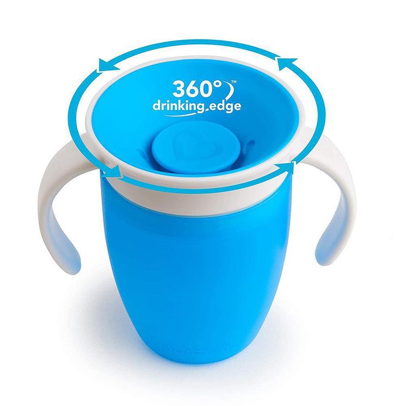 Vaso Entrenador Con Tapa Y Asas Miracle 360˚ Celeste - Munchkin