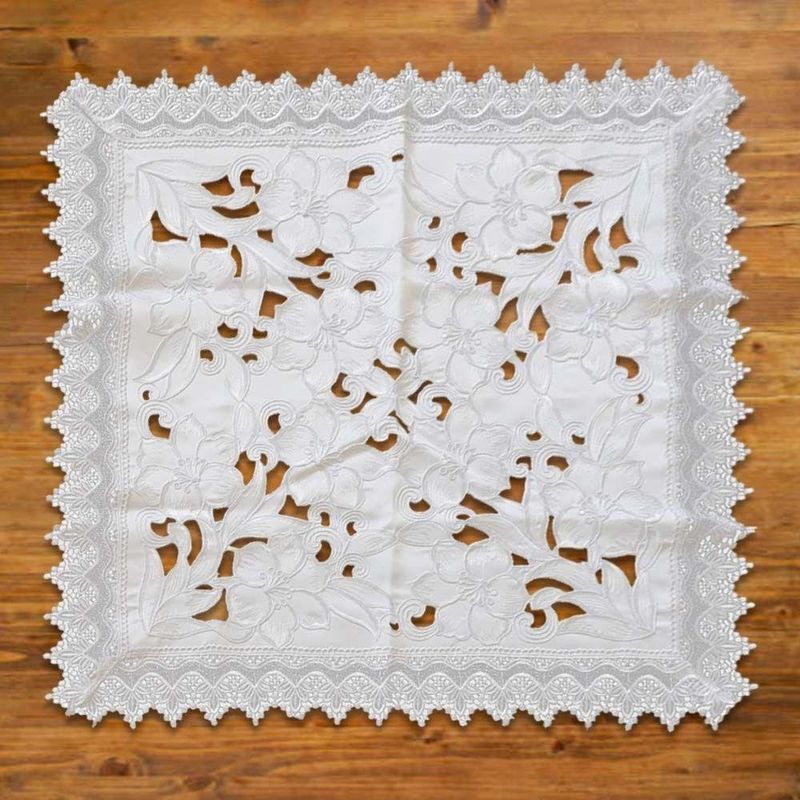 Mantel Cuadrado 85X85 Cms Blanco Flores - Viva
