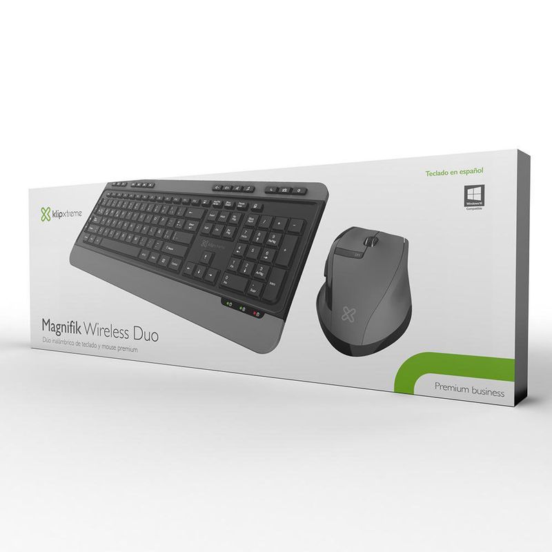 Combo Teclado y Mouse Dúo Inalámbrico Negro y Gris - Klipxtreme