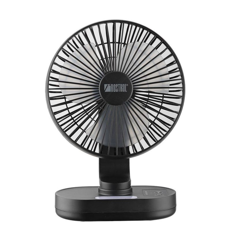 Ventilador Para Escritorio Recargable Negro De 8 Plg - Rosthal