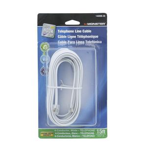 Cable para Línea Telefónica de 4 Conductores Blanco 4.57 M