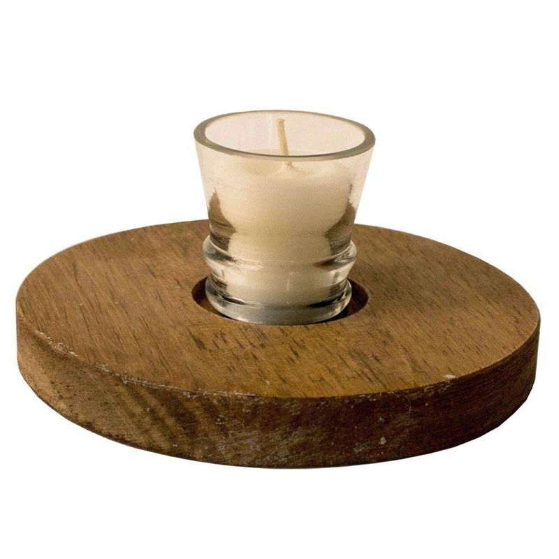 Mini Vela En Base De Madera  Circulo