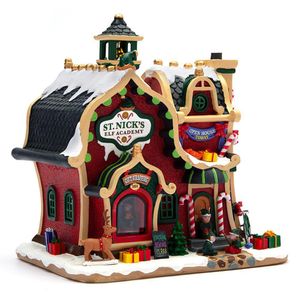 Academia de Elfos con Luz LED para Villa Navideña