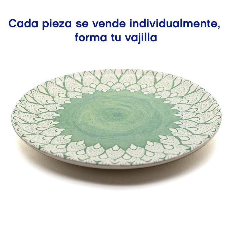 Plato Para Cena 10.6 Plg Coupe Flor Verde