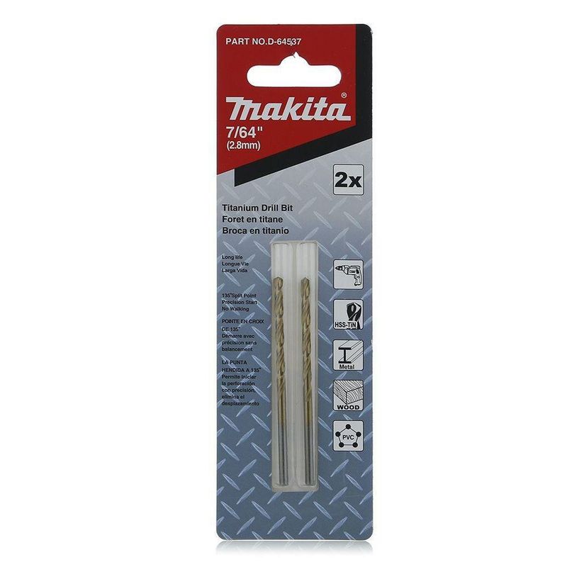 Brocas Metal/Madera 2 Piezas 7/64  - Makita