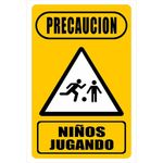 Rótulo De Pvc Precaución Niños Jugando 12X18 Plg - Foto Metal