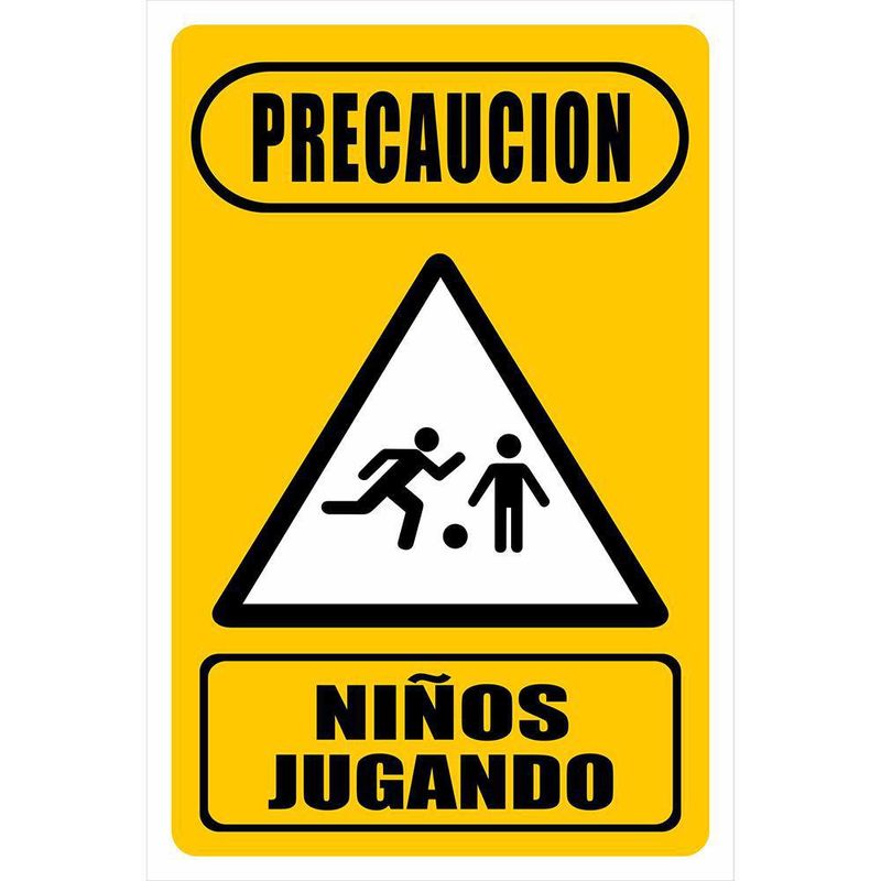 Rótulo De Pvc Precaución Niños Jugando 12X18 Plg - Foto Metal