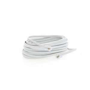 Cable de Teléfono Plano RJ11 de 4 Conductores Blanco 7.62 M