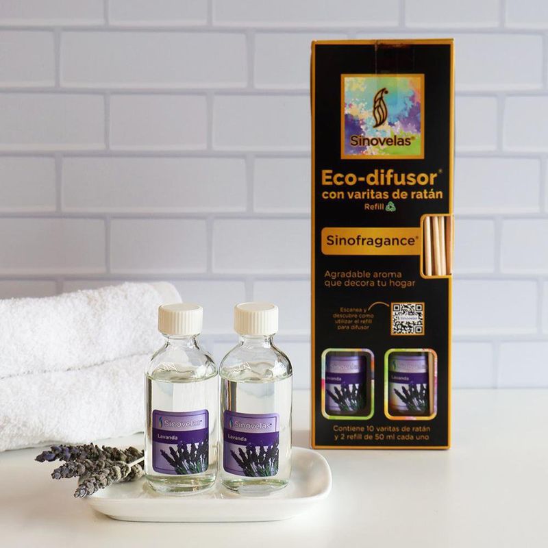Refill con Varitas de Ratán Lavanda para Difusor Ecológico - Sinovelas