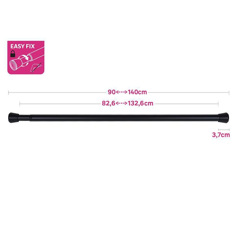 Galería De Tensión Fuji Negra Extensible De 90 - 140 Cm - Inspire