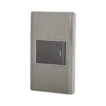 Switch Acero Lisboa Con Placa 3 Way 1.5 Módulos - Volteck