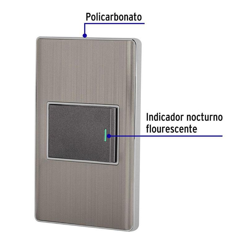 Switch Acero Lisboa Con Placa 3 Way 1.5 Módulos - Volteck