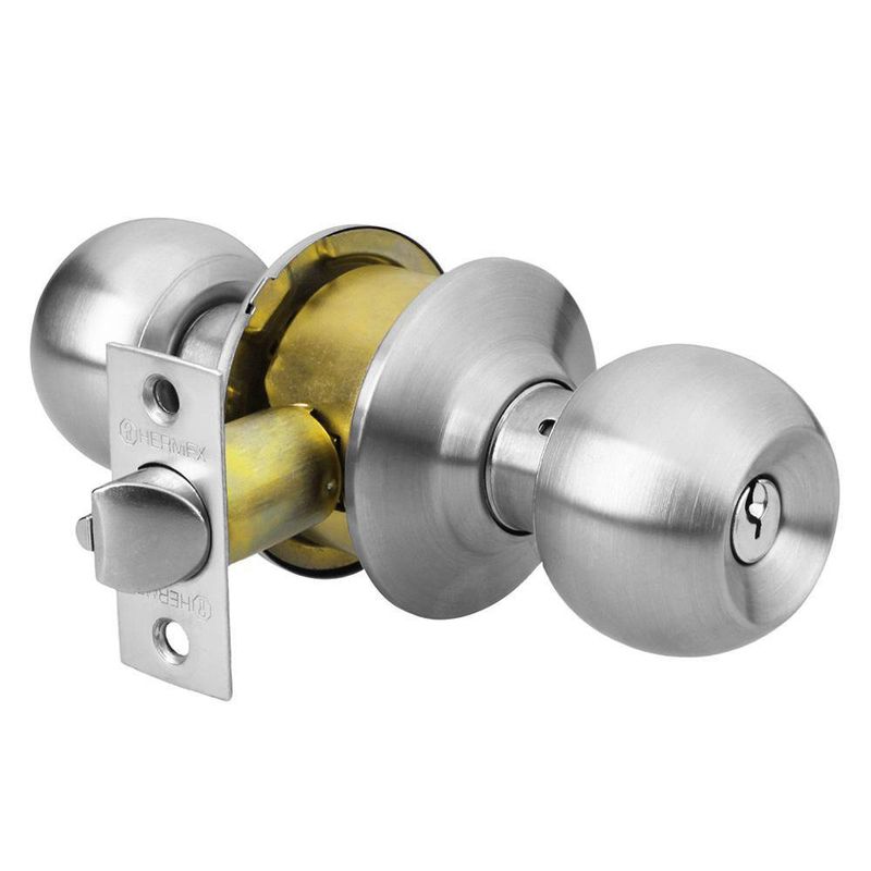 Cerradura Tipo Esfera Para Entrada Cromo Mate - Hermex