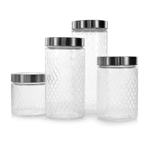 Set de Especieros con Tapa de Acero Inoxidable 4 Pzas