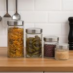 Set de Especieros con Tapa de Acero Inoxidable 4 Pzas