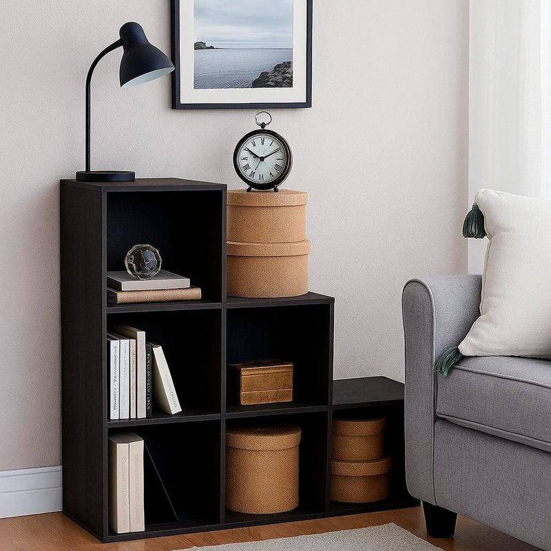 Organizador de Cubos en Escalera Color Nogal