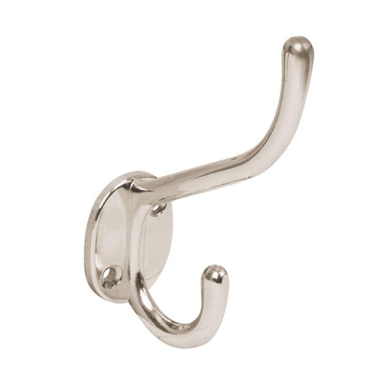 Gancho para Pared Perchero Doble de Metal 11 cm Acabado Níquel Satinado