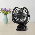 Ventilador Para Escritorio Recargable Negro De 5 Plg - Rosthal