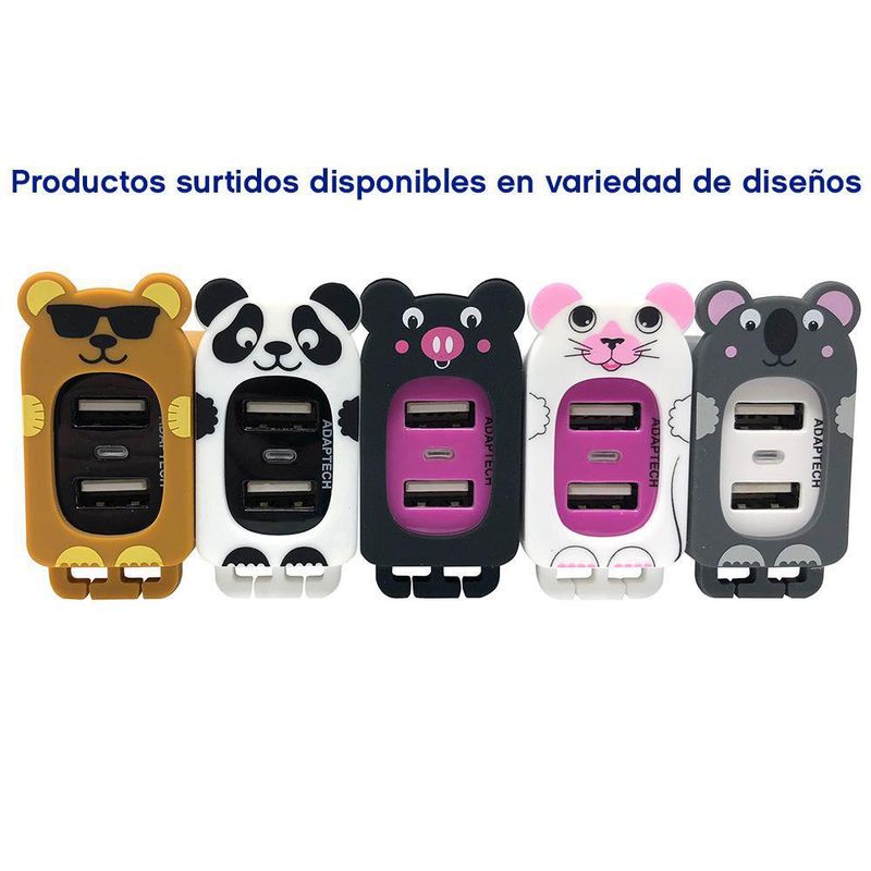 Dado Cargador Con 2 Usb Diseños Surtidos - Kokopa
