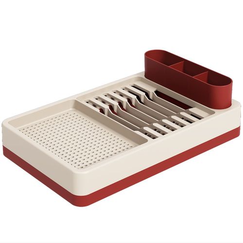 Escurridor Grande para Platos Rojo con Beige