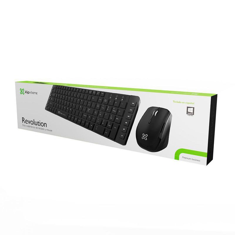 Combo Teclado y Mouse Inalámbrico Revolution Negro - Klipxtreme
