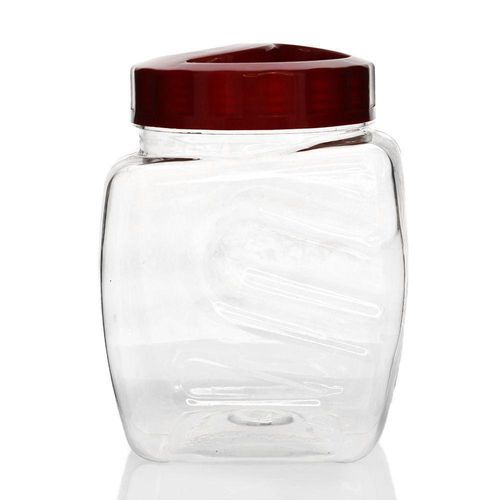 Contenedor Cuadrado Transparente con Tapa Roja