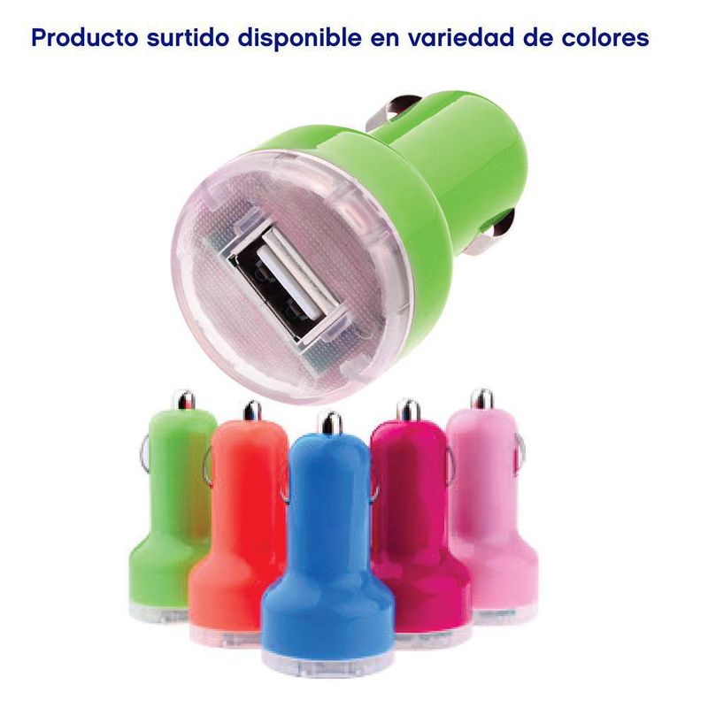 Cargador De Carro De 1 Entrada Usb Colores Surtidos