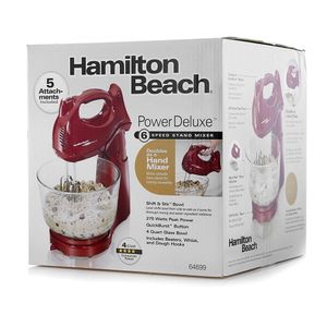 Batidora de Pedestal Power Deluxe 6 Velocidades Roja