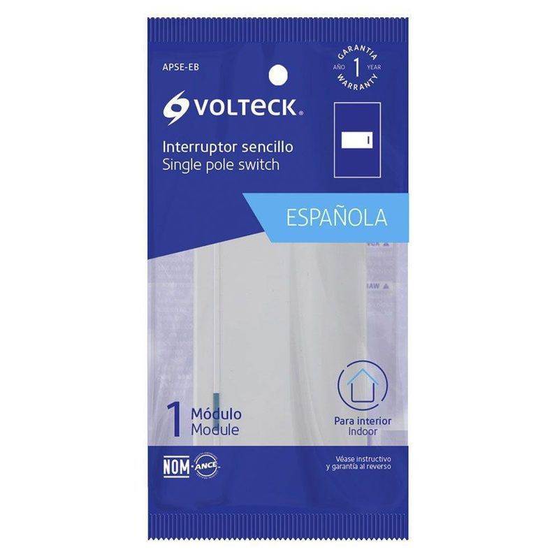 Interruptor Sencillo Blanco 3 Módulos - Volteck