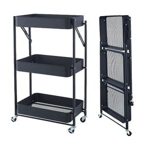 Carretilla Metálica con 3 Bandejas Color Negra