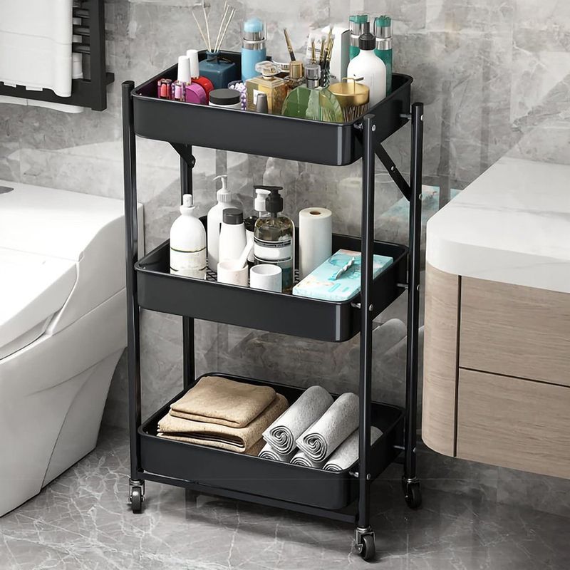 Carretilla Metálica con 3 Bandejas Color Negra