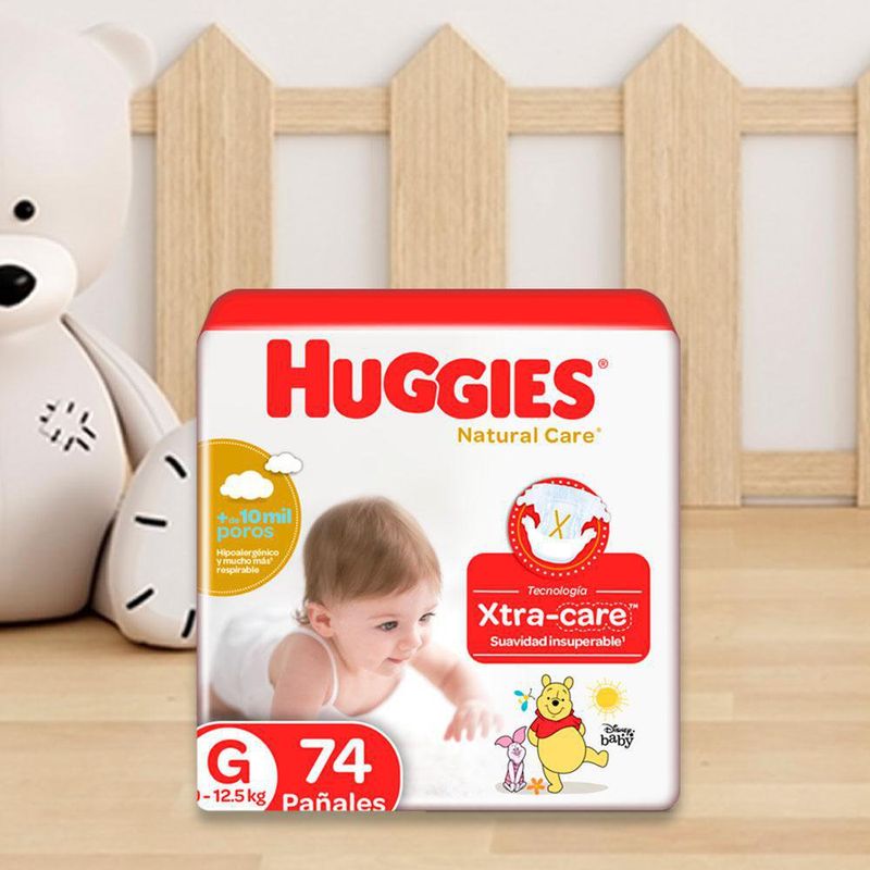 Pañal Desechable Cuidado Natural Talla G 74 Unidades - Huggies