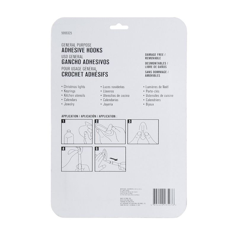 Ganchos Adhesivos en Variedad Transparentes 12 Pzas y 15 Tiras - Ace