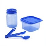 Set De Tazón, Pachón Y Cubiertos Azul - Guateplast