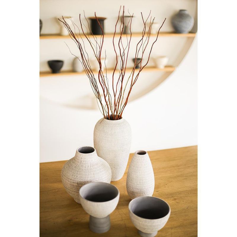 Florero Lund De Cerámica Artesanal Gris 11x21 Cm - Topis