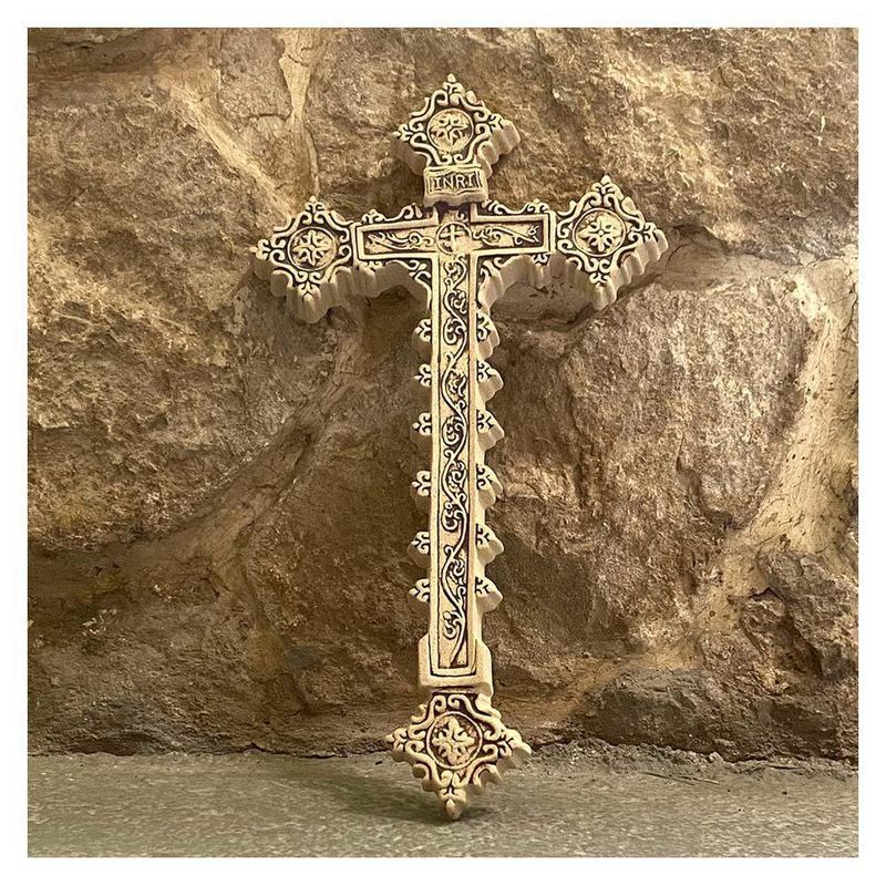 Figura De Piedra Cerámica Diseño Cruz Rococo - Ceramicas Del Mundo Maya