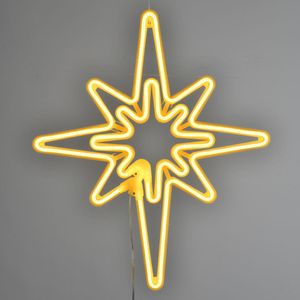 Estrella luminosa tipo neón amarilla para interior