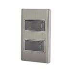 Switch Sencillo + Switch 3 Way Acero Lisboa Con Placa - Volteck