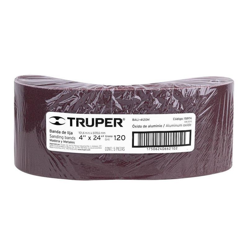 Lija De Banda 4x24 Plg Grano 120 Para Madera Y Metal - Truper