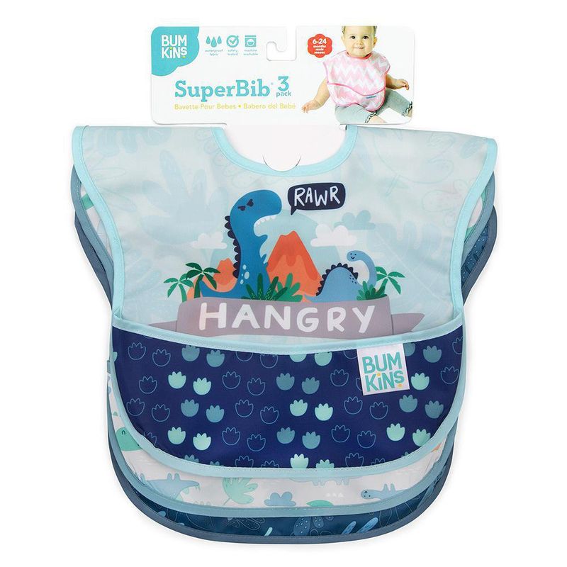 Babero Super Dinosaurio 3 Pzas - Bumkins