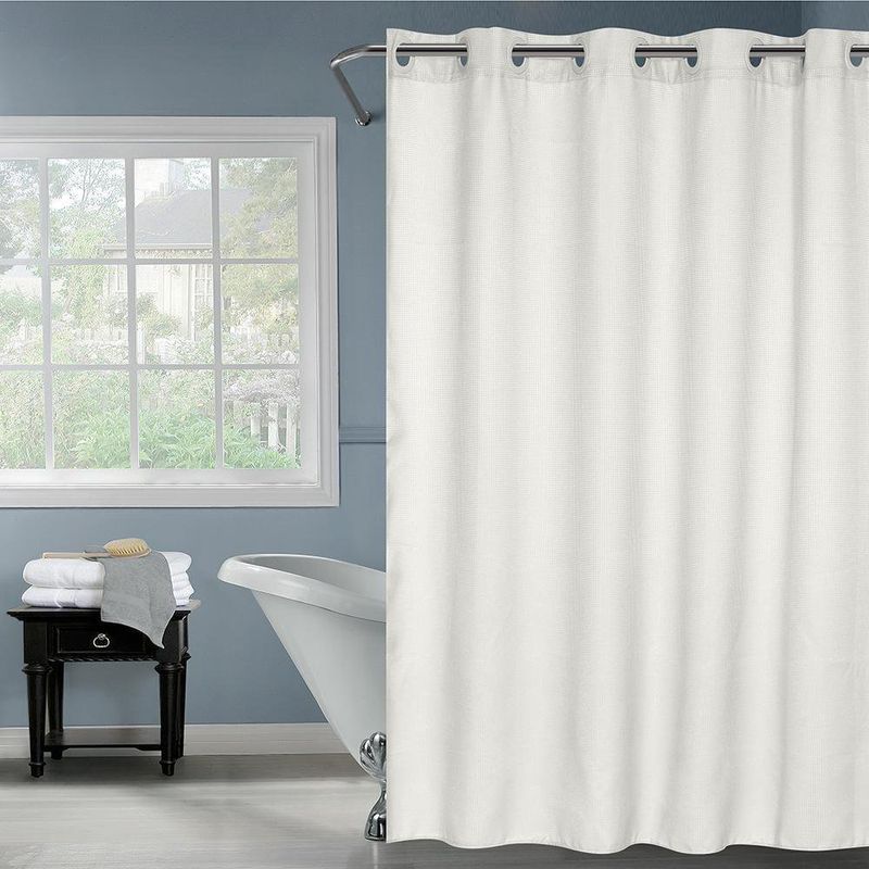 Cortina De Baño Waffle Sin Ganchos Crema 180X180 Cm - Viva