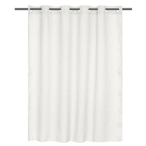 Cortina de Baño Waffle Crema con Aros Insertados de 180 x 180 Cm