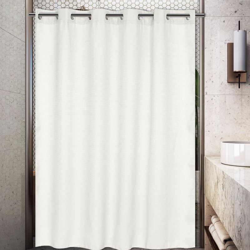 Cortina De Baño Waffle Sin Ganchos Crema 180X180 Cm - Viva