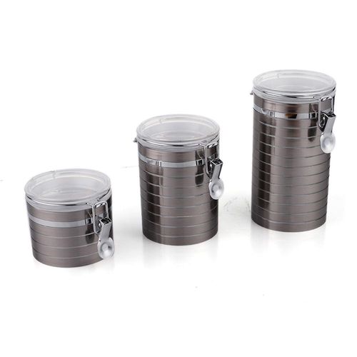 Set de 3 Frascos Plateados con Tapa