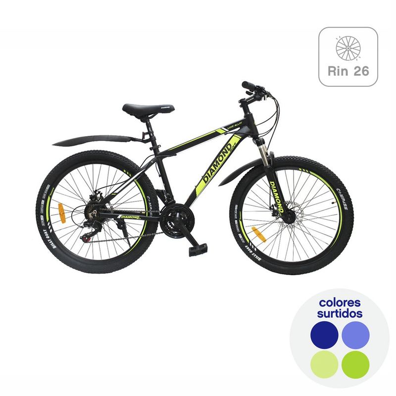 Bicicleta MTB 26 Marco de Aluminio y 21 Velocidades Color Surtido