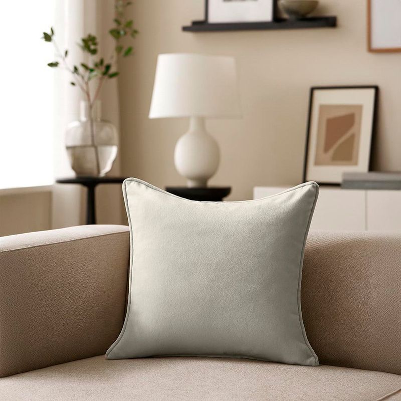 Cojín Relleno Suave de Terciopelo Beige Elegante 40 x 40 Cm