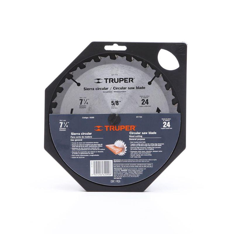 Disco para Corte de Madera 24 Dientes 7-1/4 Plg