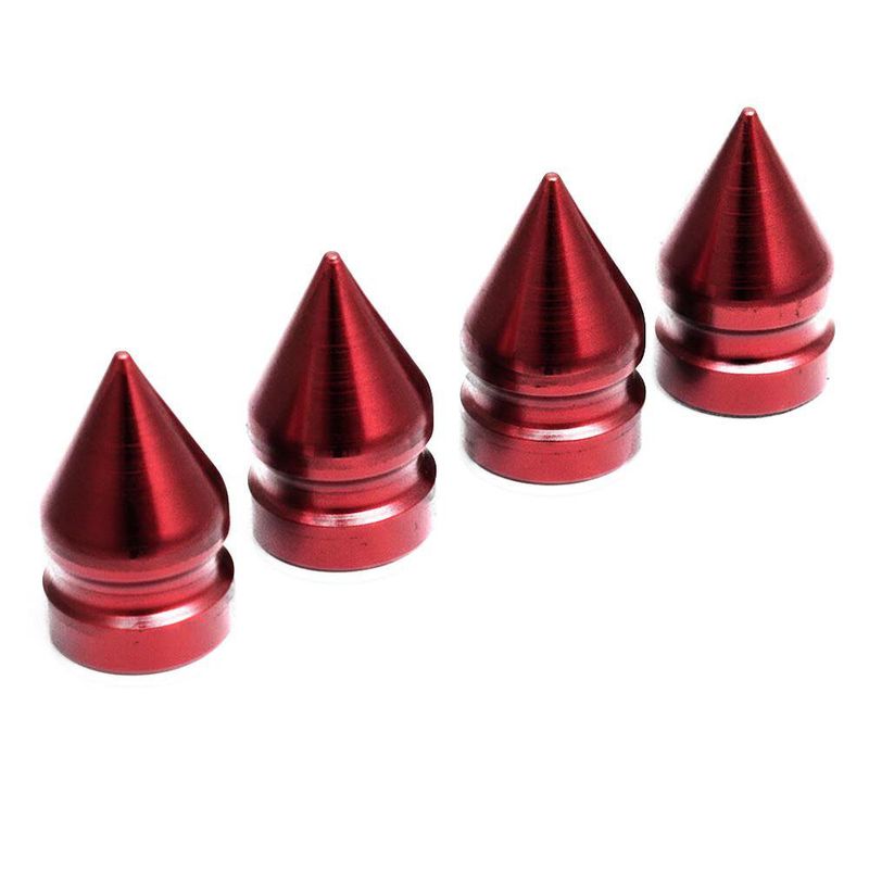 Set de 4 Tapones para Válvulas Tipo Punta en Aluminio Rojo