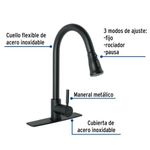Monomando para Cocina Tubig Cuello Extraíble Negro Mate - Foset